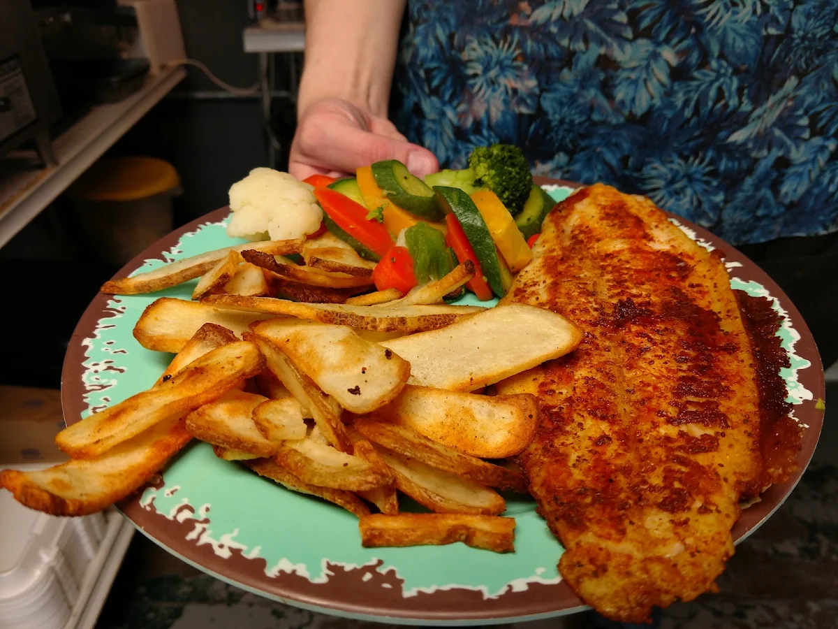 Fish Chips and Steamed Veggies