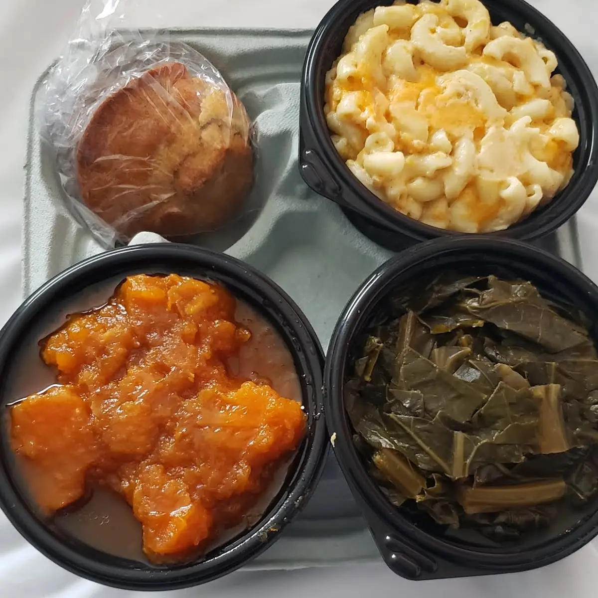 Sweet Potato Mac and Cheese Collard Greens Cornbread