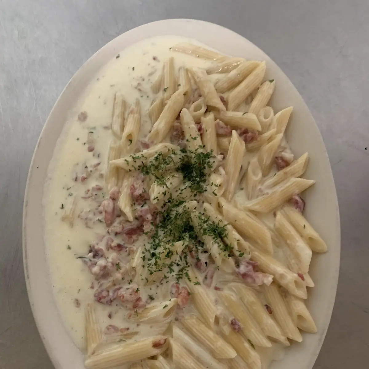 In a Creamy Bacon Cheese Sauce