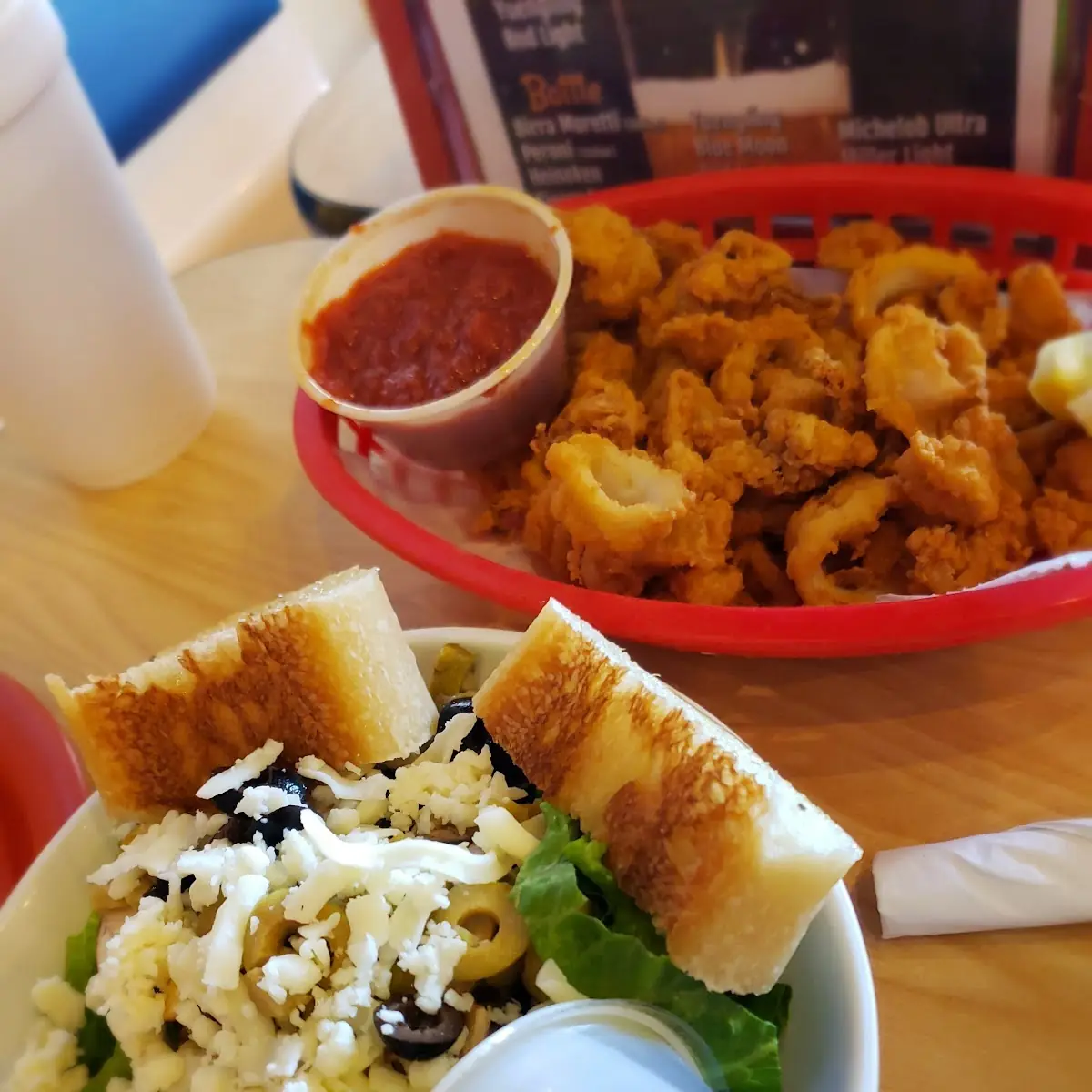 Penne Pasta and Fried Calamari