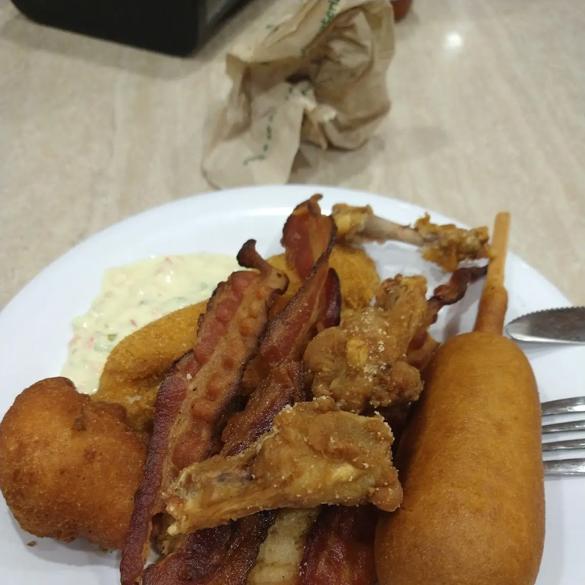 Corndog Chicken Wings Fried Catfish Hushpuppies