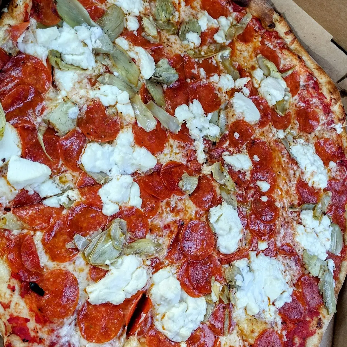 Pepperoni Ricotta Artichoke Pizza