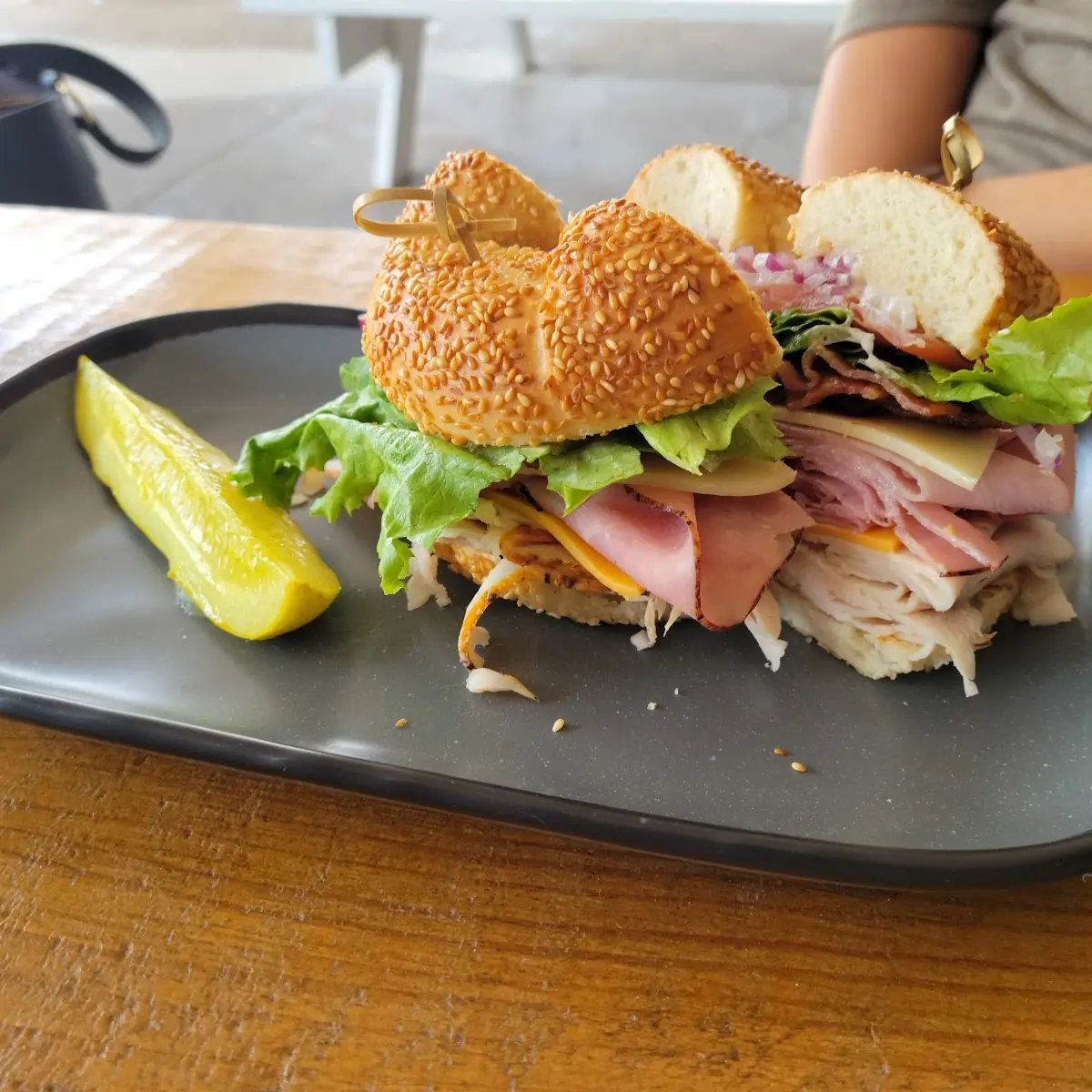 Ham Egg and Cheese Bagel Sandwich