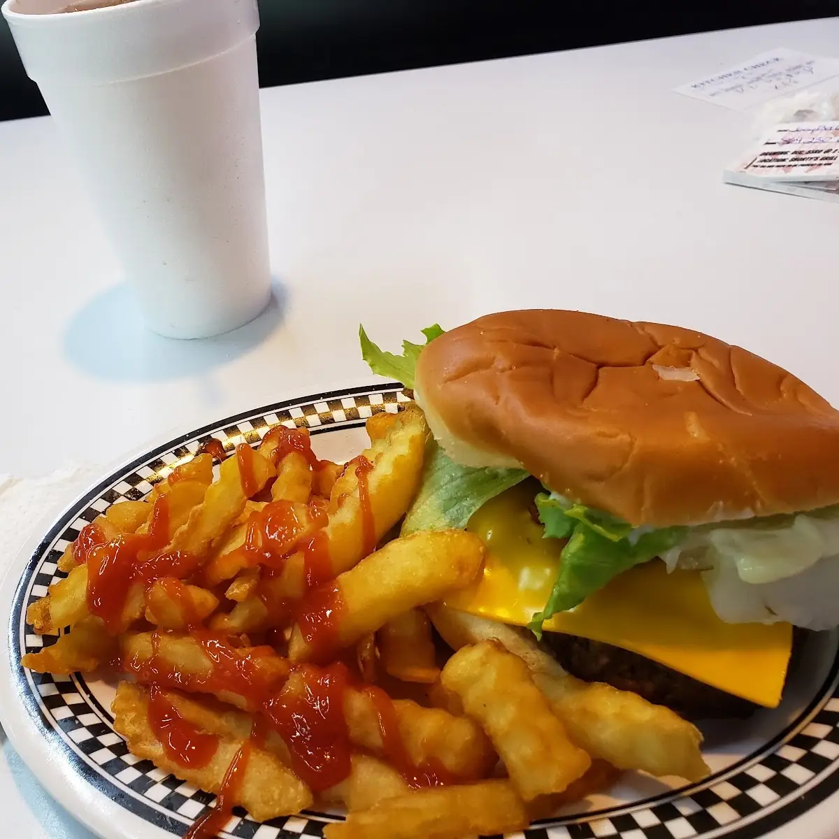 Bacon Cheeseburger and Crinkle Fries