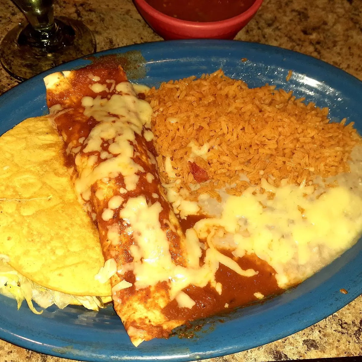 Chicken Taco and Queso Enchiladas