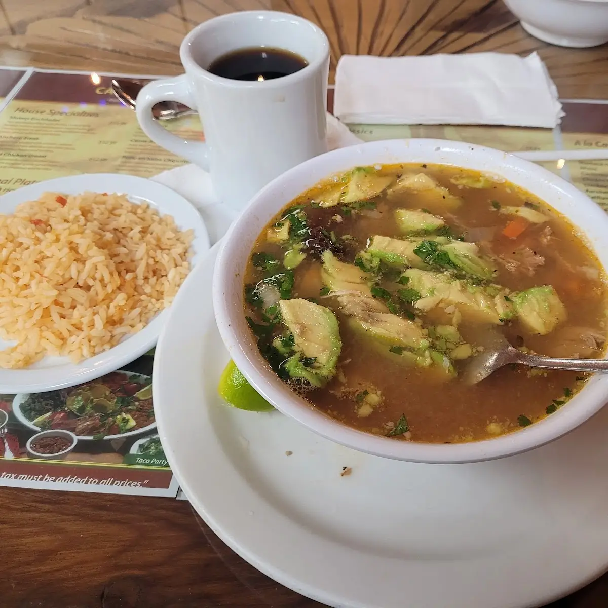 Caldo Tlalpeño and Rice