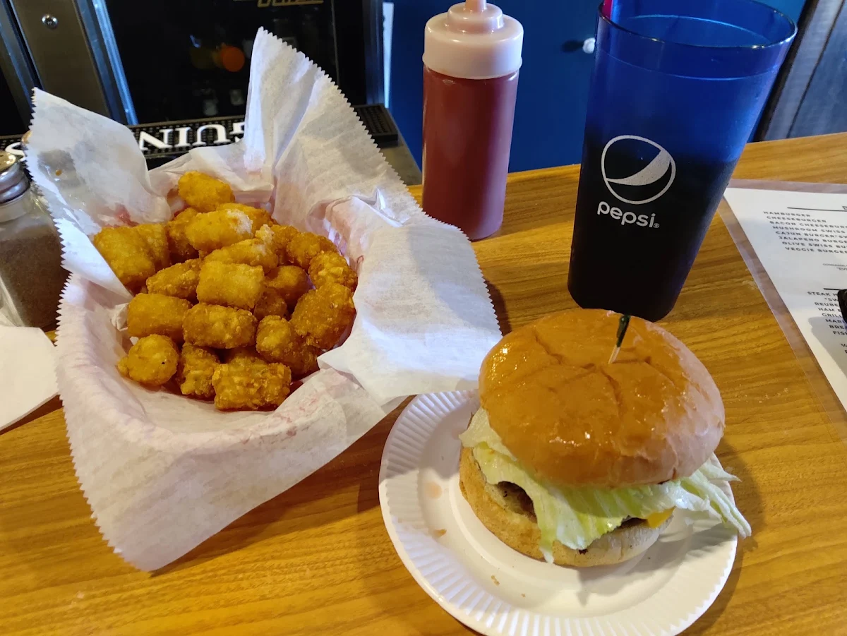 Cheese Burger and Tater Tots