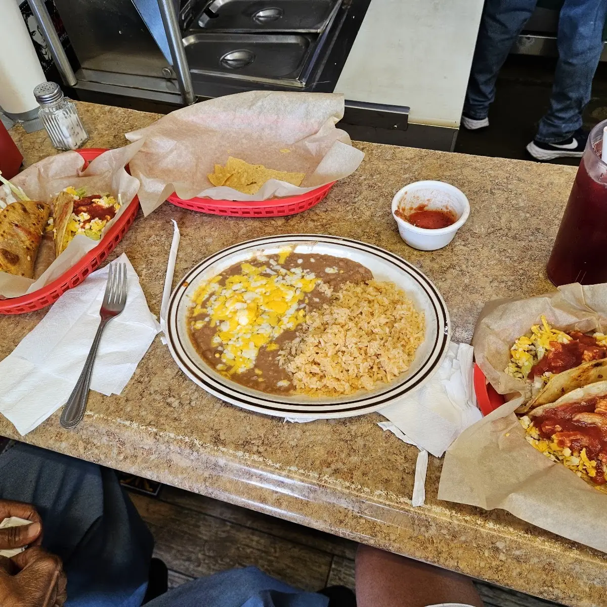 Chicken Tacos with Rice and Beans