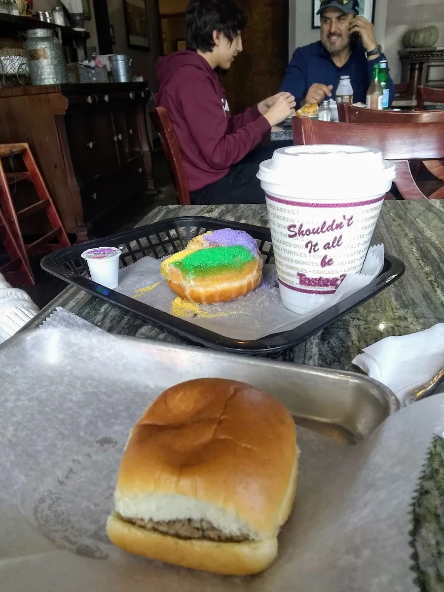 Coffee and a King Cake Donut
