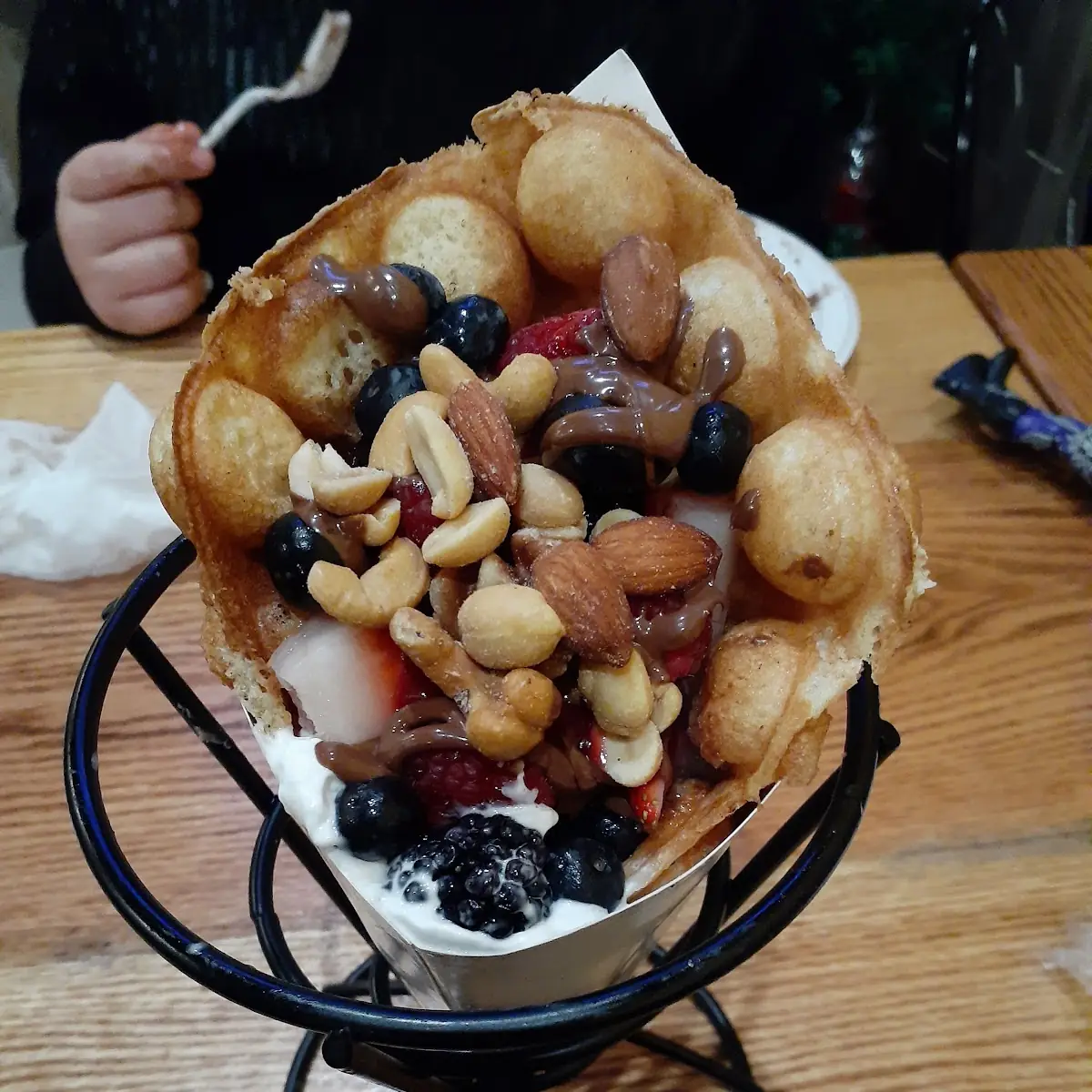 Bubble Waffle Cone with Mixed Berries