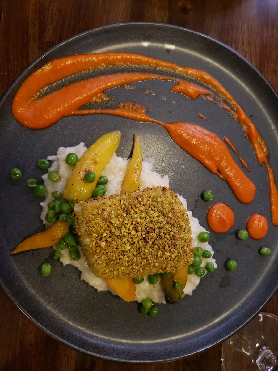 Pistachio Encrusted Halibut, Lupin Dining & Pantry