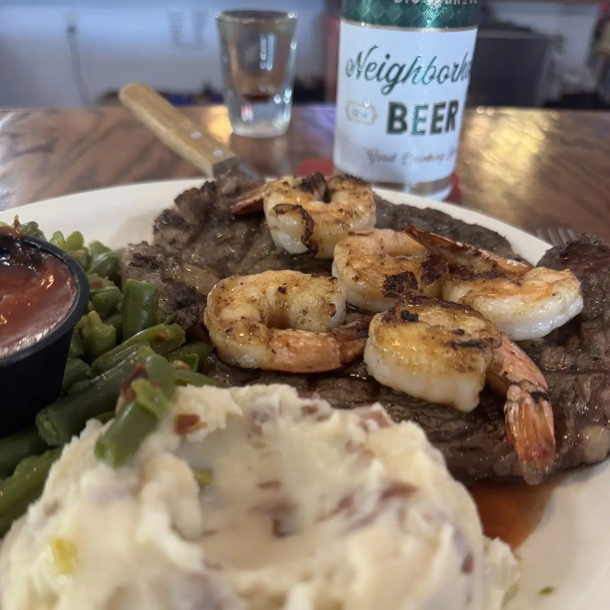 Steak Mashed Taters and Green Beans