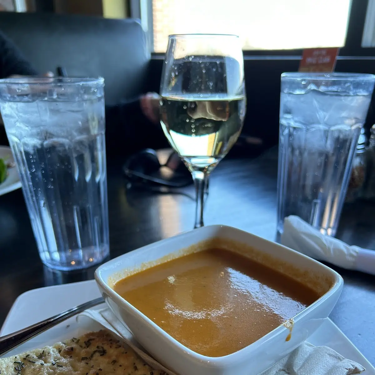 Tomato Basil Soup with Focaccia Bread