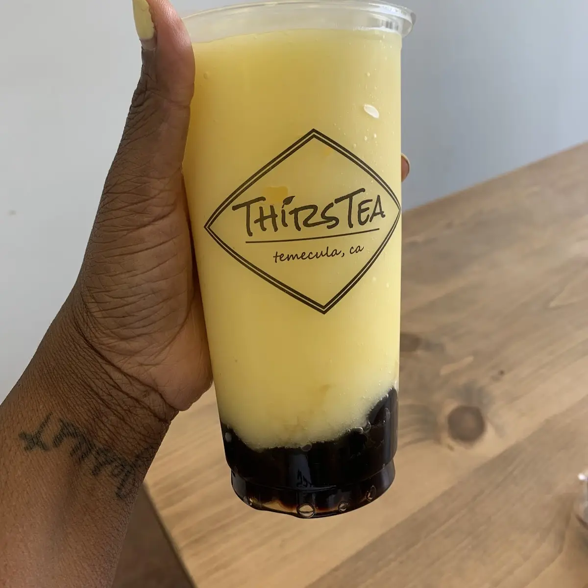 Passion Fruit Tea Lychee Slush with Honey Boba