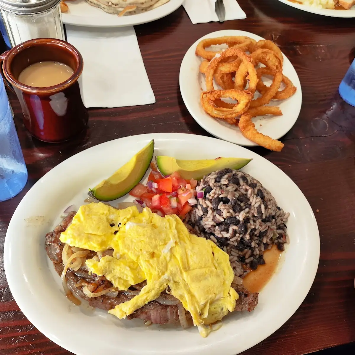 Steak and Eggs with Onion Rings