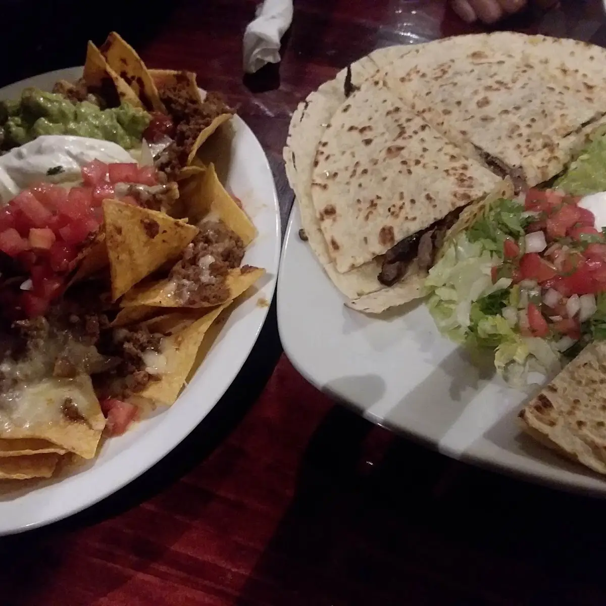 Nachos and Steak Quesadilla