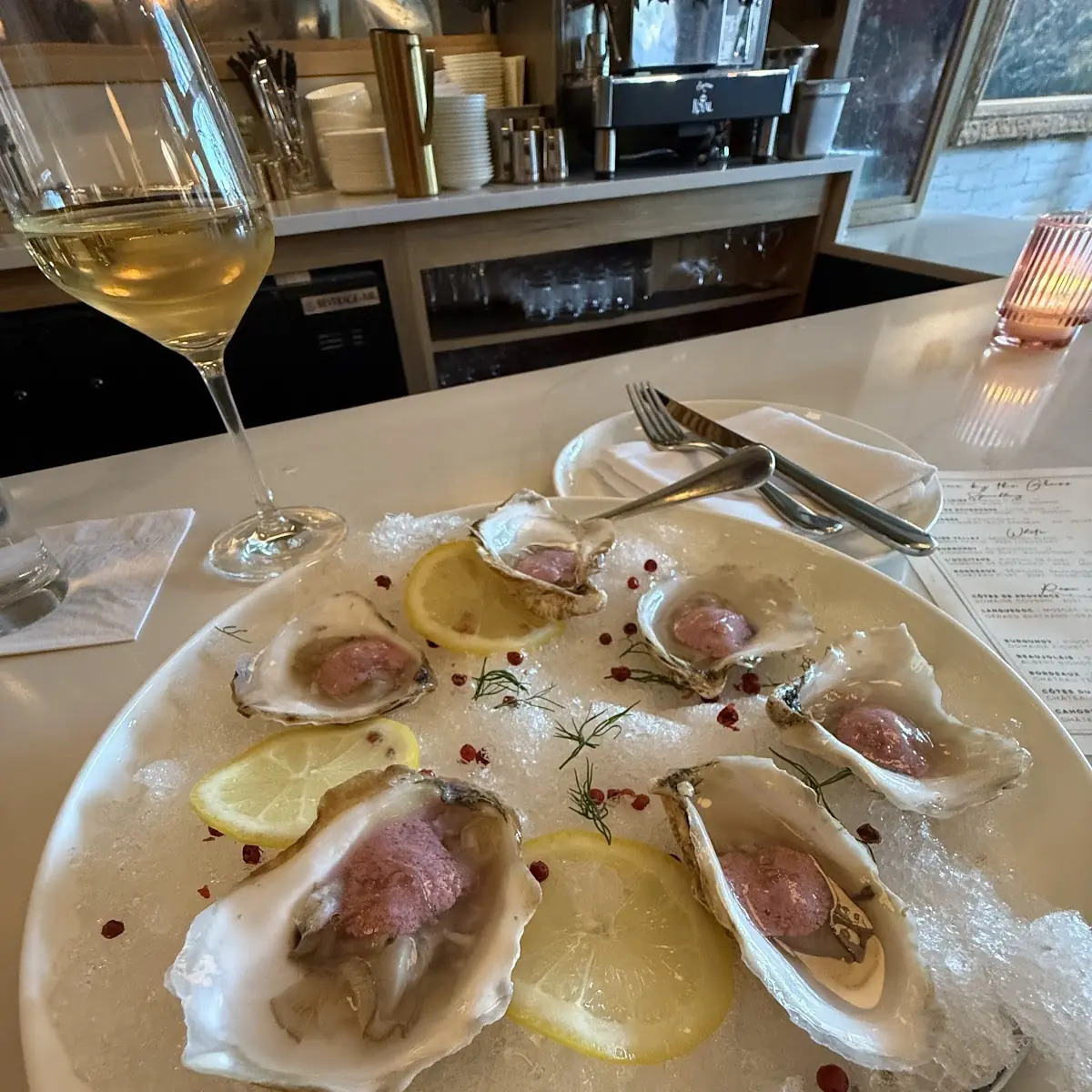 Raw Oysters with Lemon Wedges