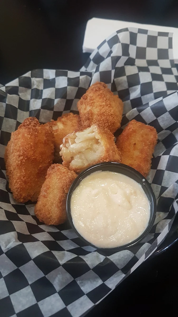Pac Man Bites Deep Fried Mac and Cheese, The Appleseed Modern Diner