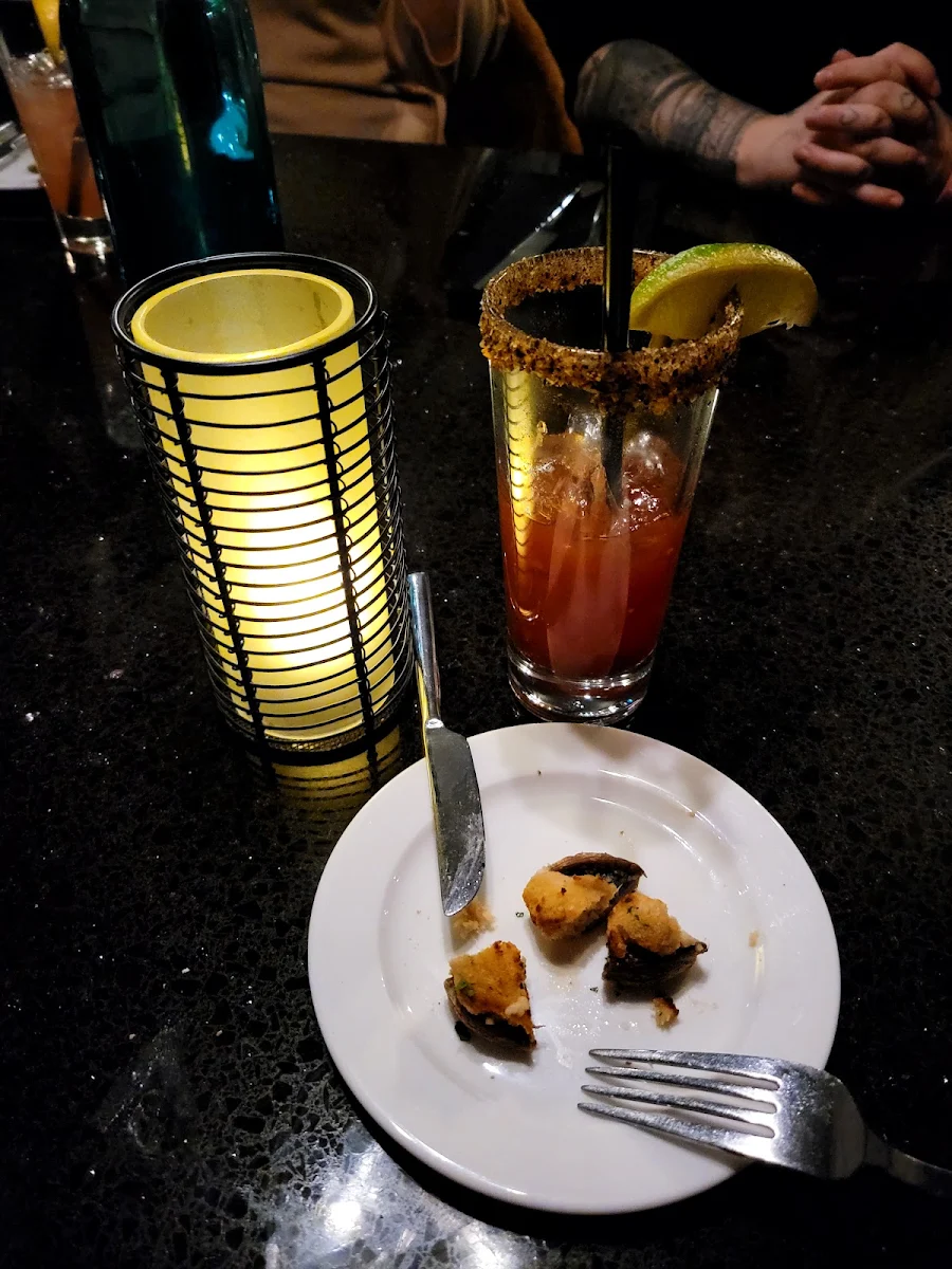 Stuffed Mushrooms, Cut Casual Steak & Tap