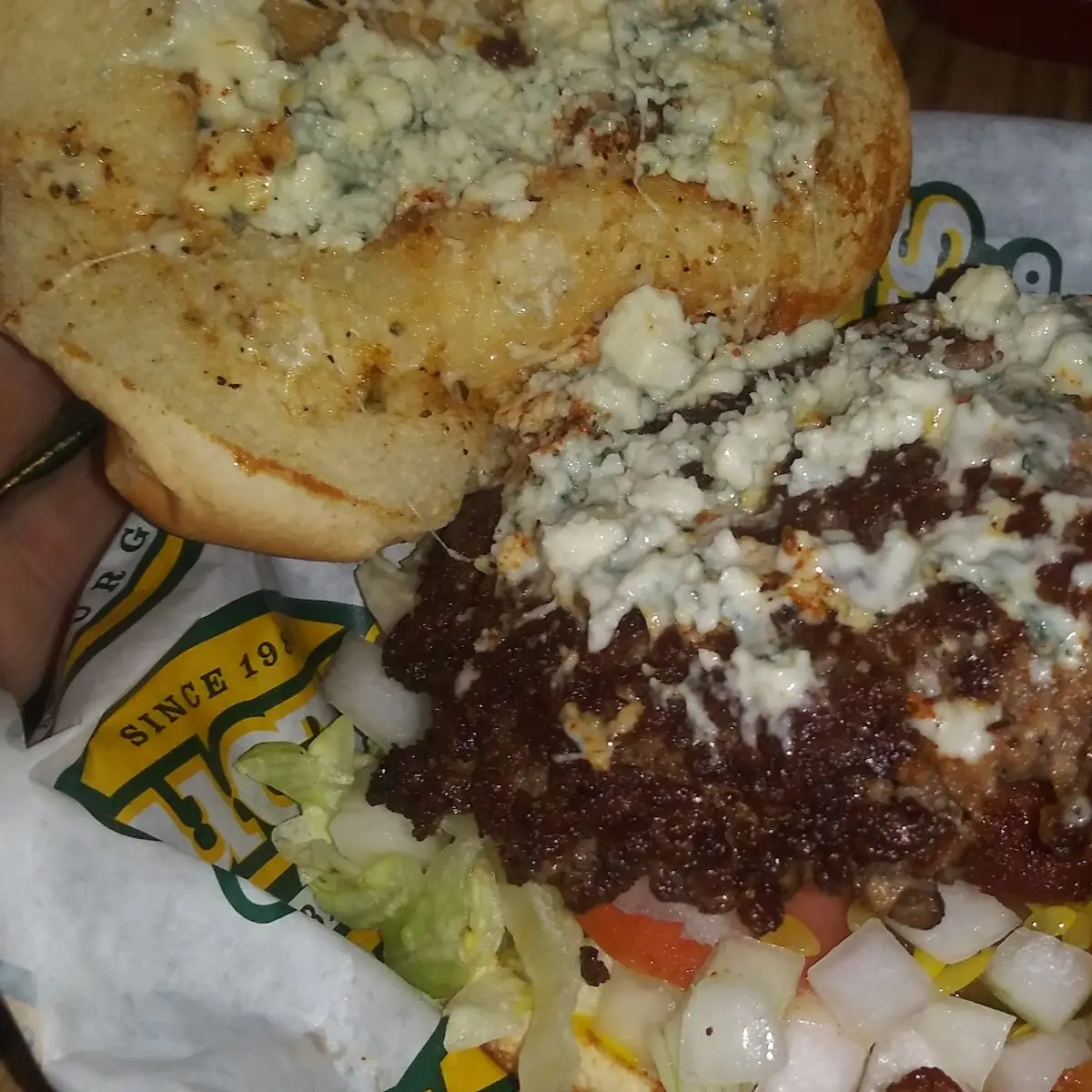 Blackened Blue Cheese Burger