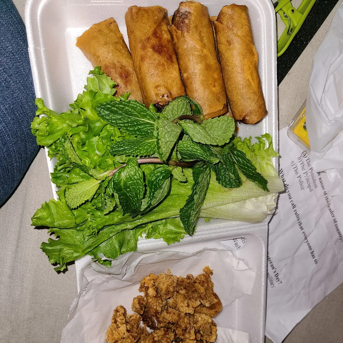 Egg Rolls and Popcorn Chicken