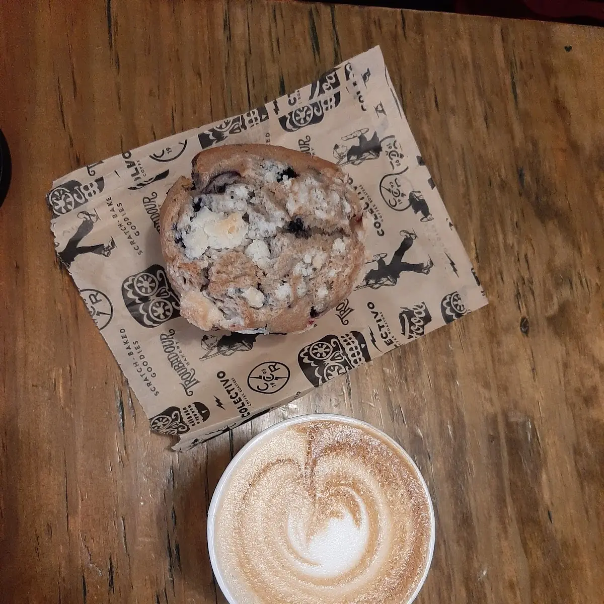 Latte and Blueberry Muffin