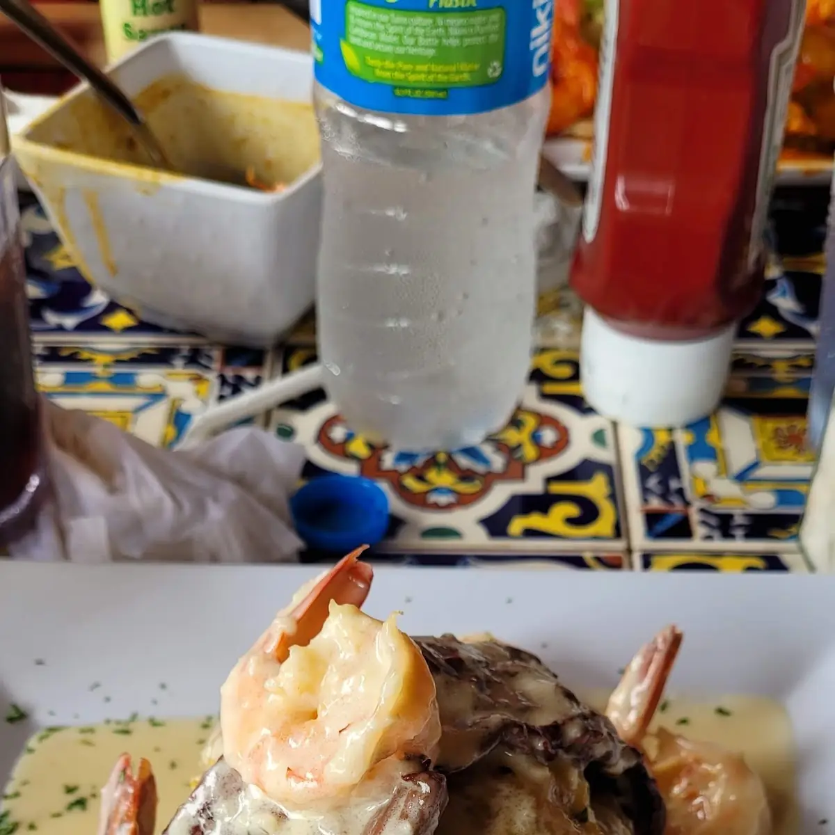 Churrasco Relleno De Mofongo Con Camarones En Salsa Bechamel