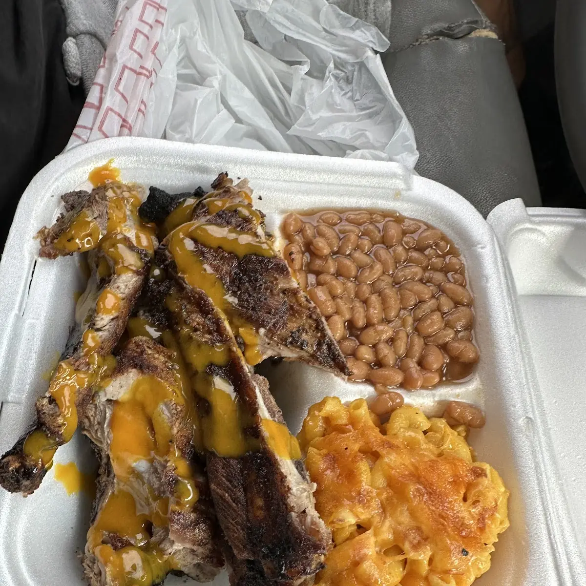 Ribs Baked Beans Mac and Cheese