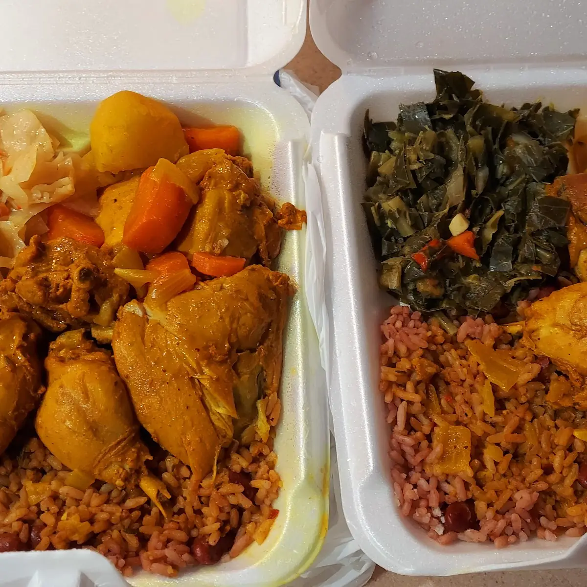 Curry Chicken Rice and Peas with Cabbage