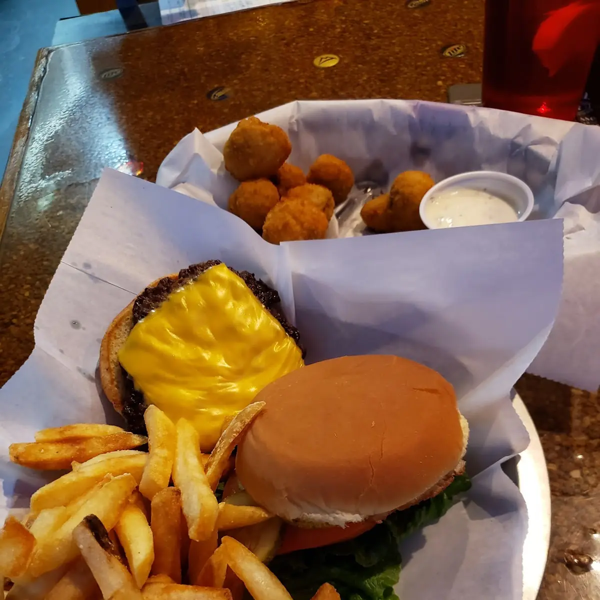 Cheese Burger and Fries