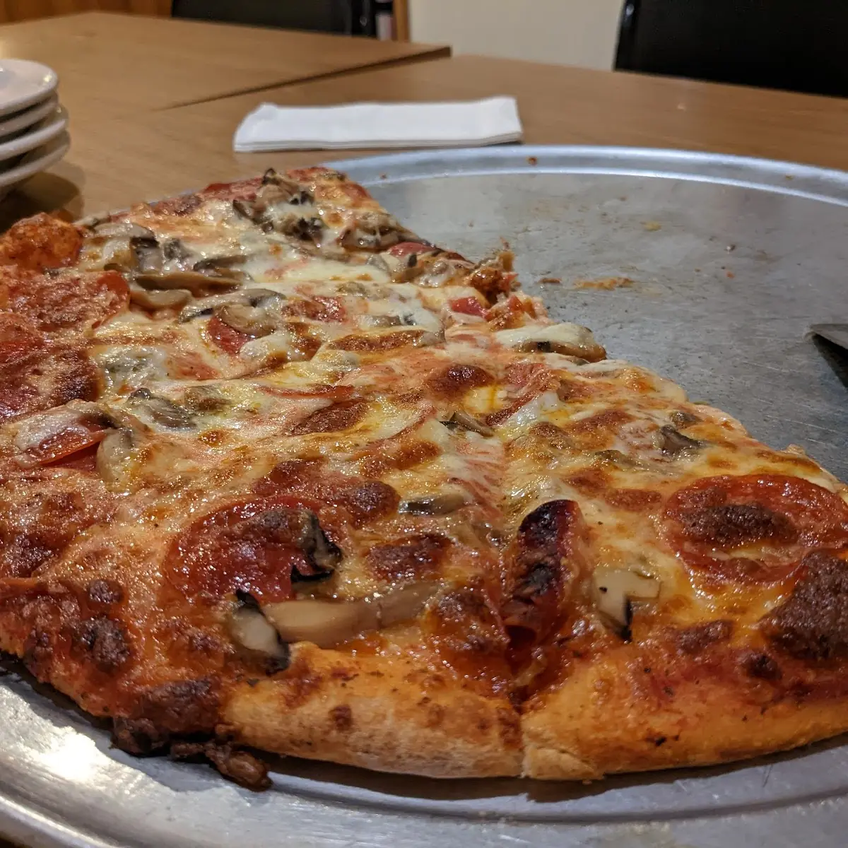 Pepperoni Pizza with Mushrooms