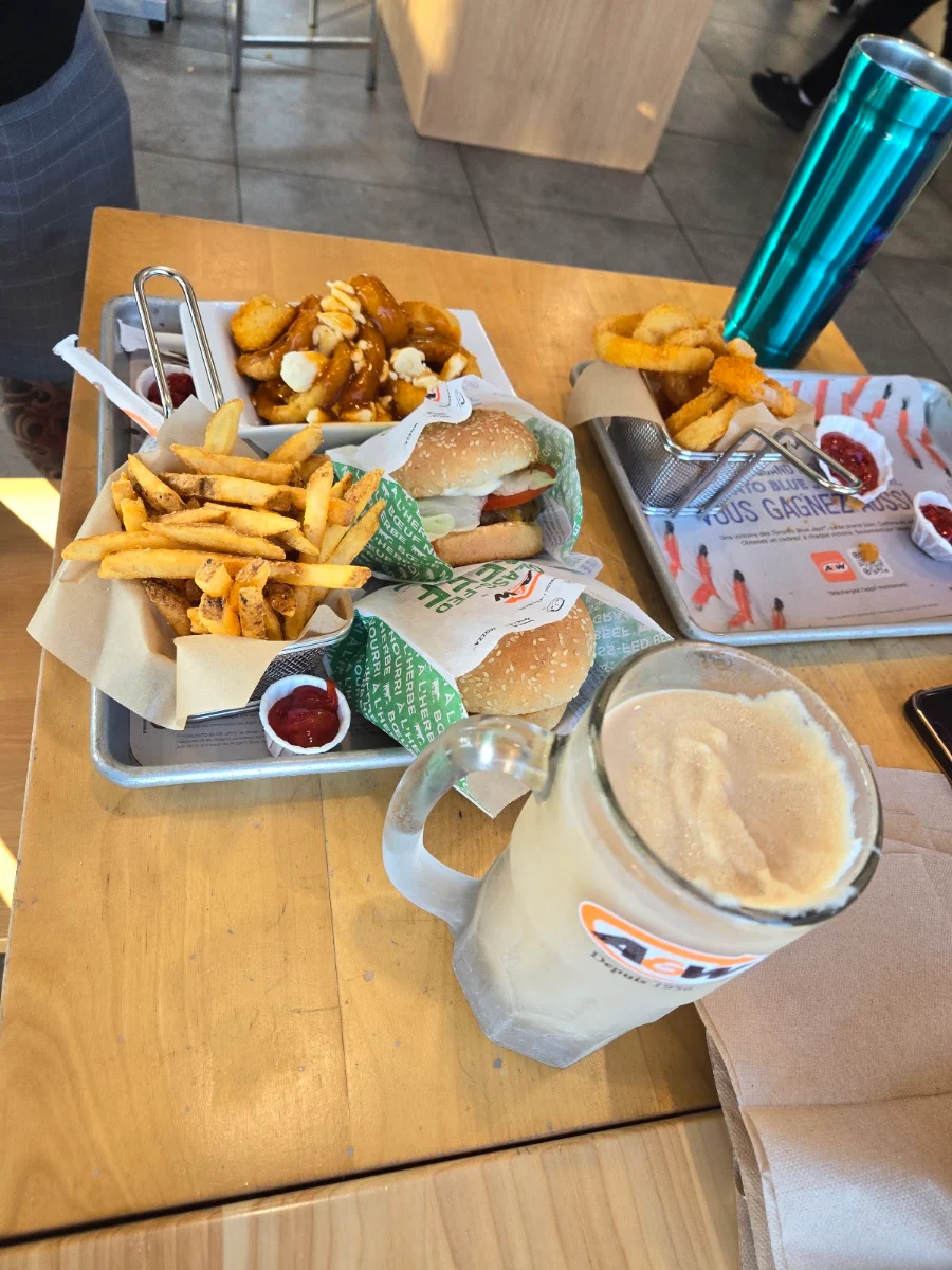 Mama and Papa Burger with Fries and a Rootbeer Float