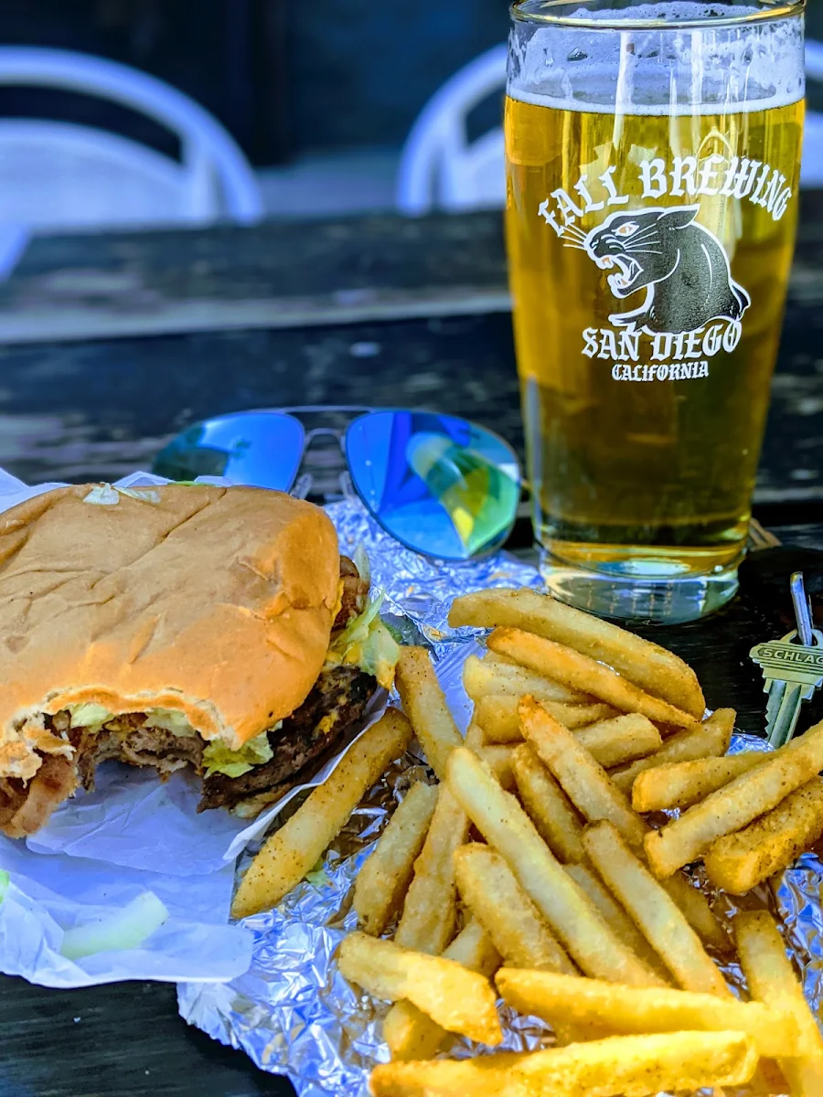 Cheeseburger Combo with Fall Brewery's Sound System Hazy IPA