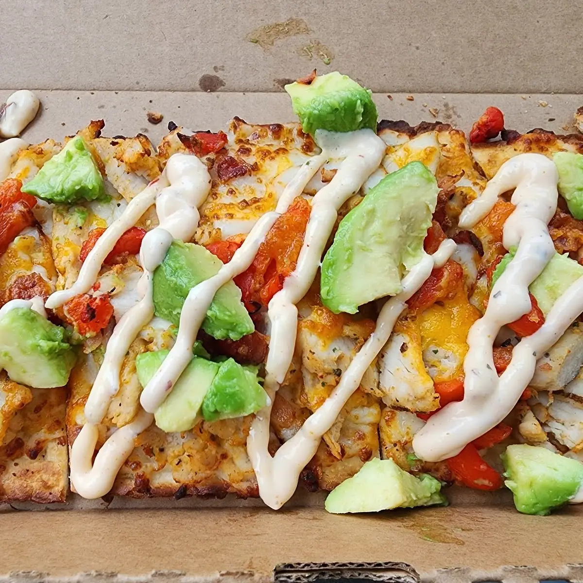 Avocado Chicken Flatbread Pizza
