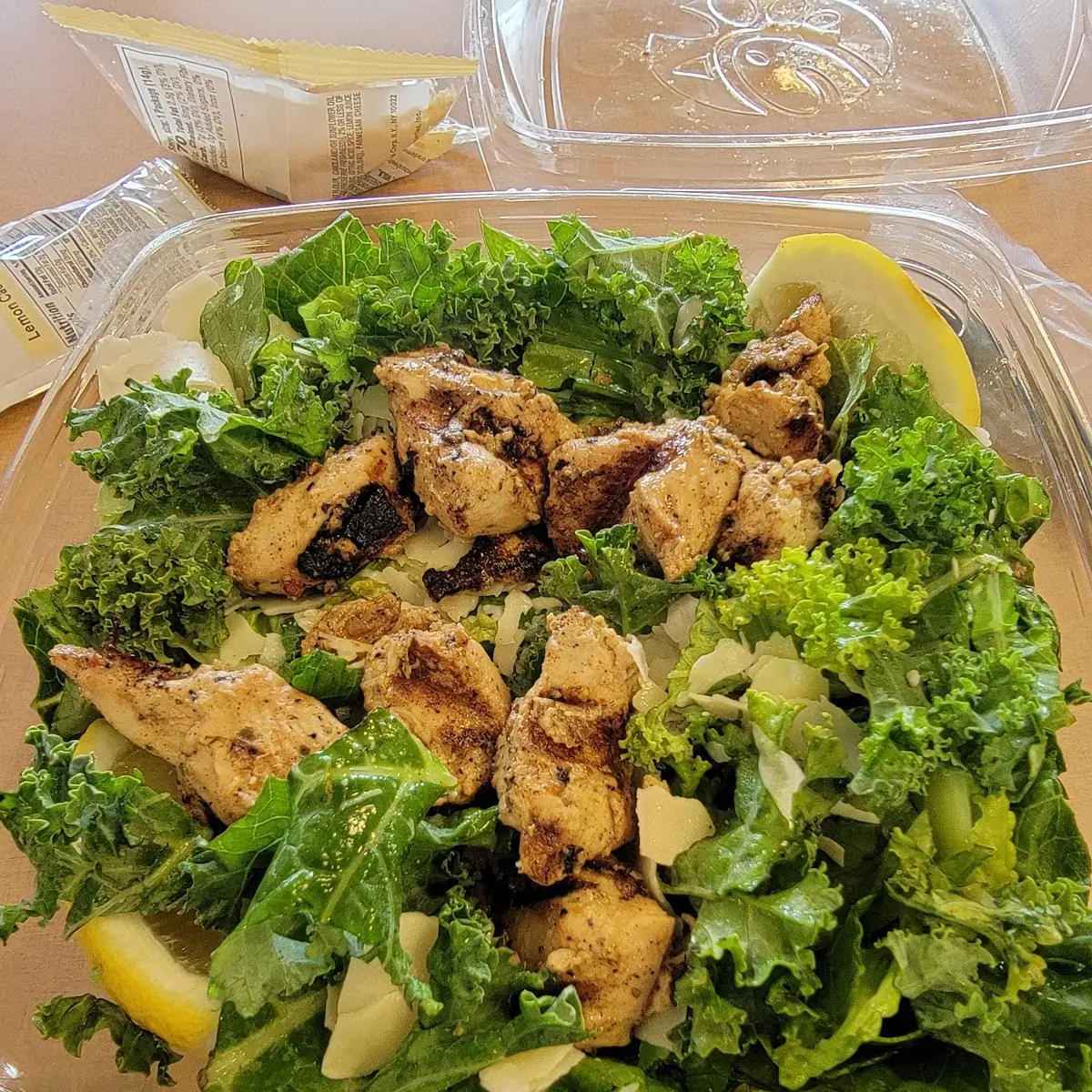 Lemon Kale Caesar Salad with Chicken
