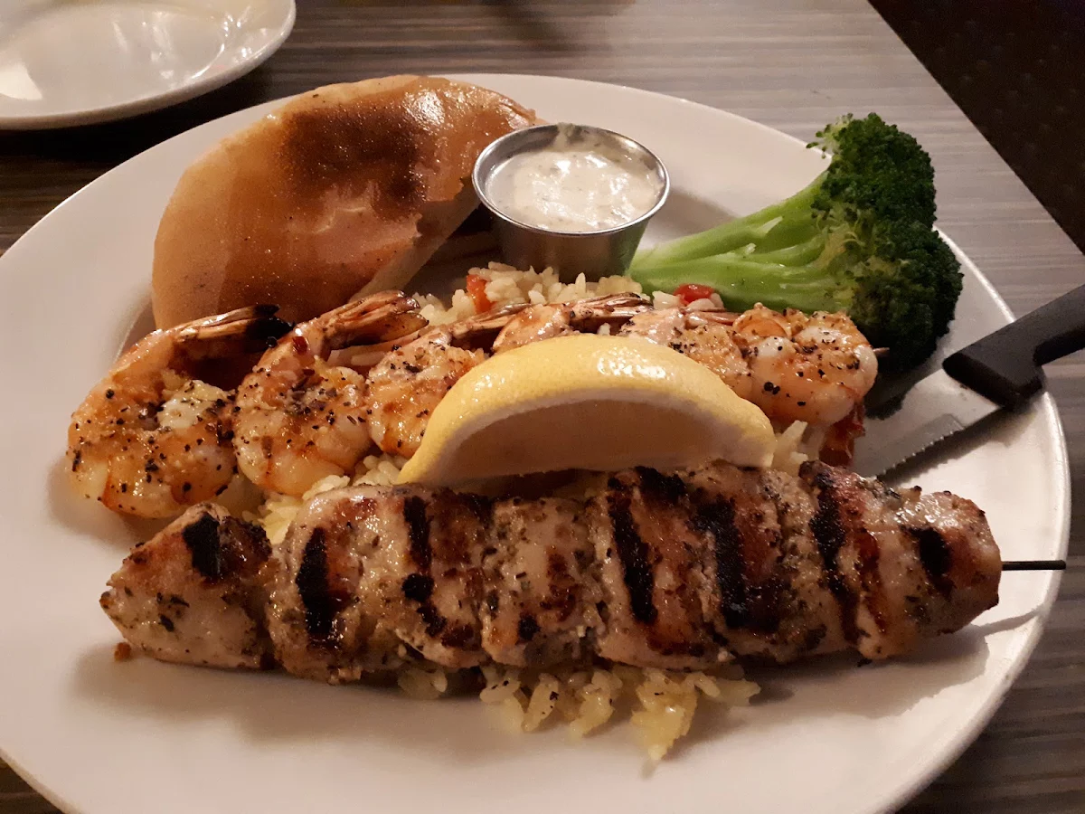 Chicken and Prawn Souvlaki, Venetis Restaurant