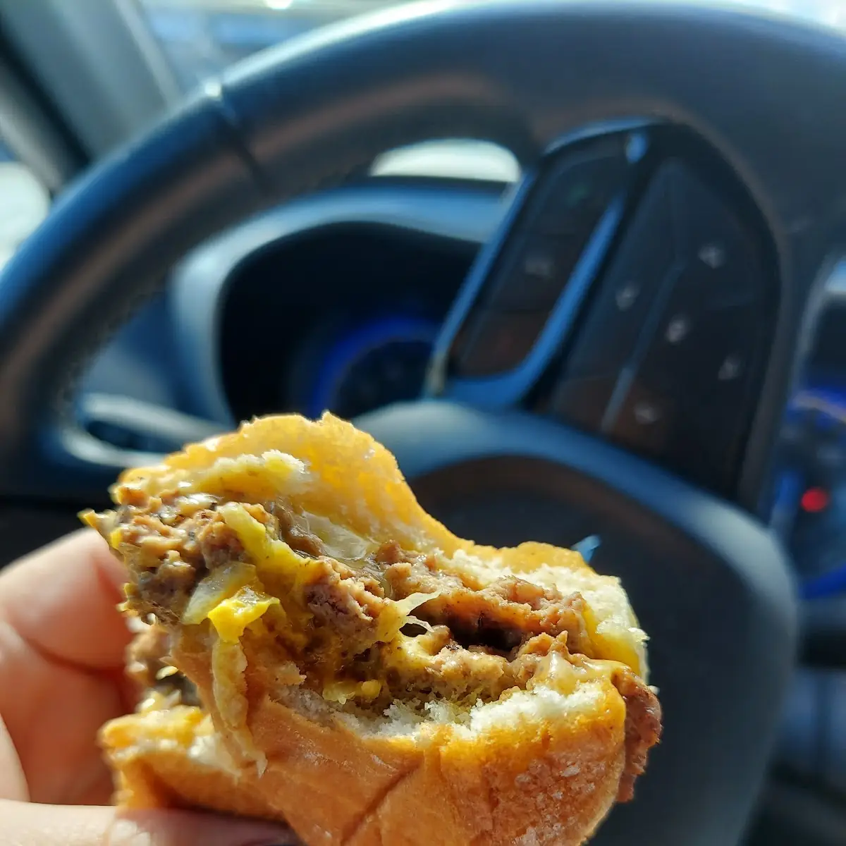 Double Cheeseburger with Fried Onions Ketchup Mustard Pickles