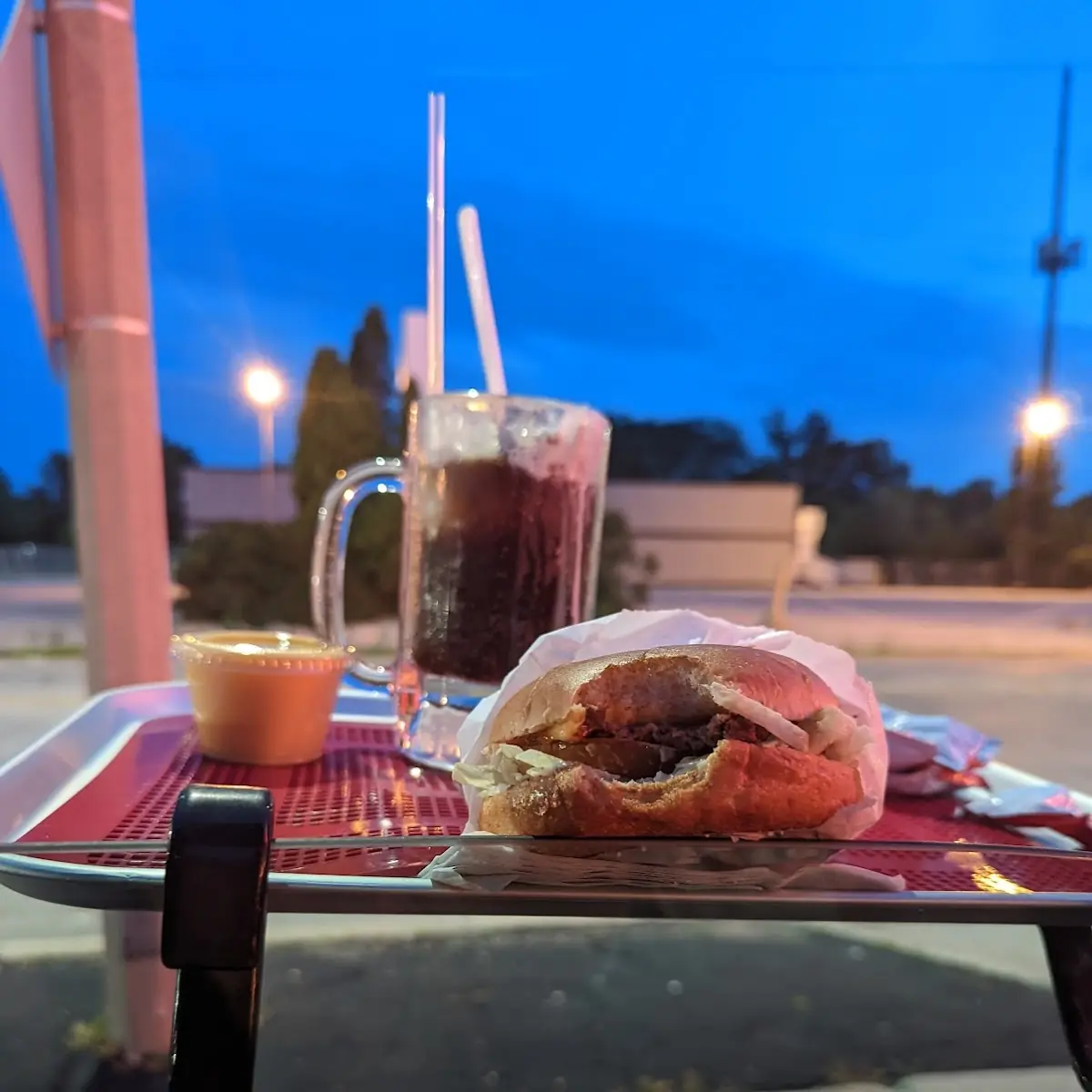 Root Beer Float with Cheeseburger