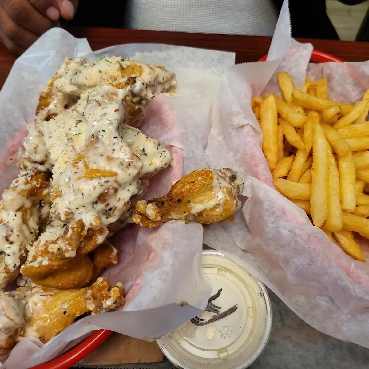 Garlic Parmesan Wings and Fries