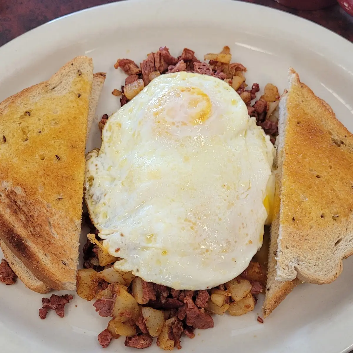 Corned Beef Hash with Two Eggs
