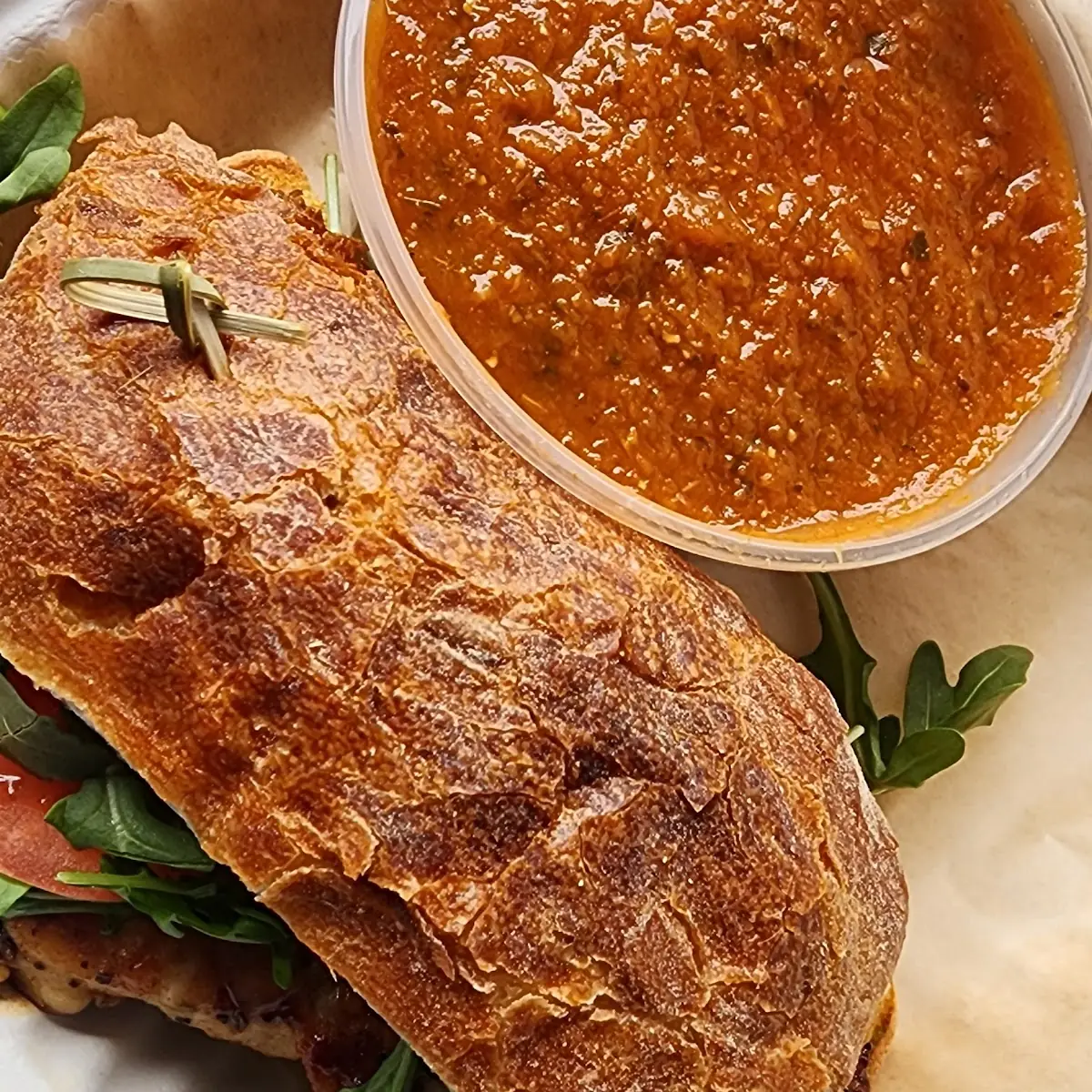 Tomato Basil Soup and Sandwich