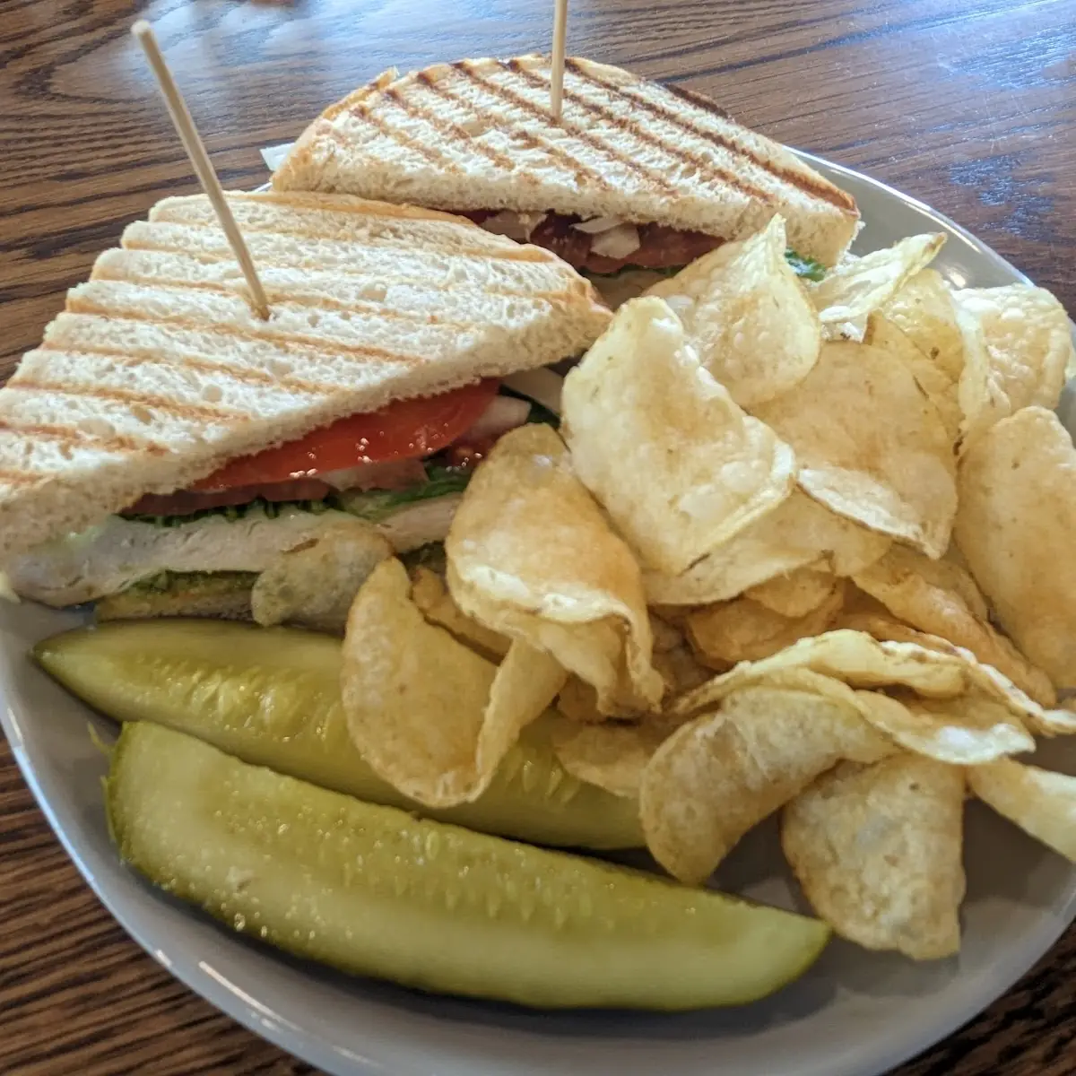 Chicken Pesto Panini with Kettle Chips