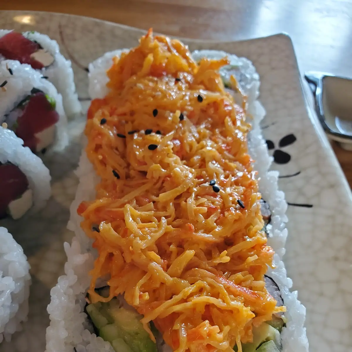 Sushi Shrimp Tempura and Spicy Crawfish