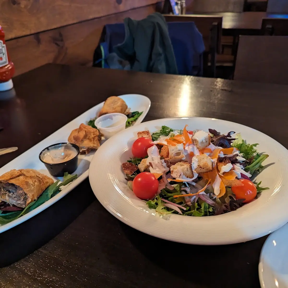Steak and Cheese Egg Rolls and House Salad