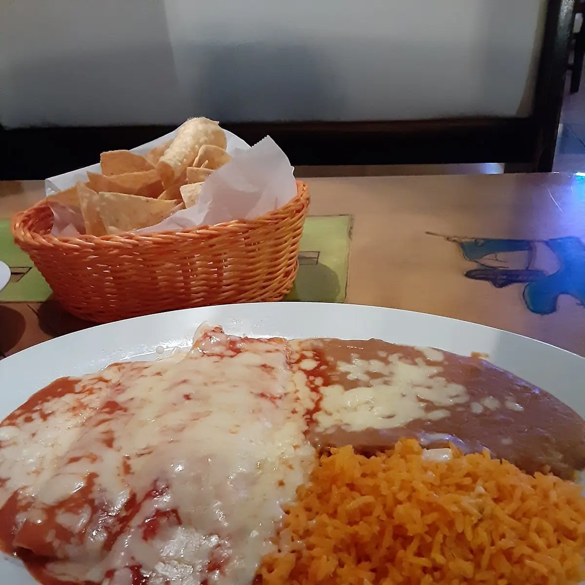 Combo Plate Beef Burrito Chicken Enchilada Comes with Rice and Re-Fried Beans