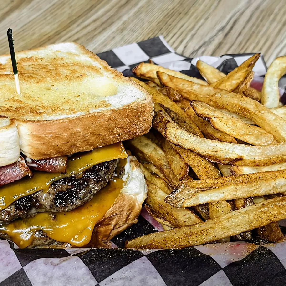 BBQ Bacon Ranch Double Cheeseburger on Texas Toast
