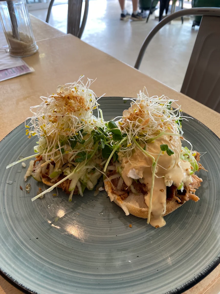 Pulled Pork Benny, Mickle Pickle Espresso