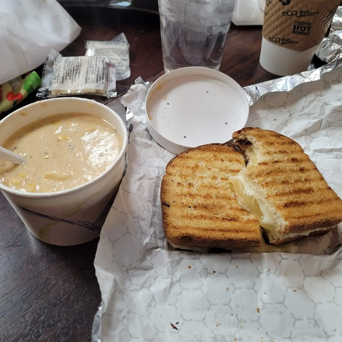 Grilled Cheese and Shrimp Corn Chowder
