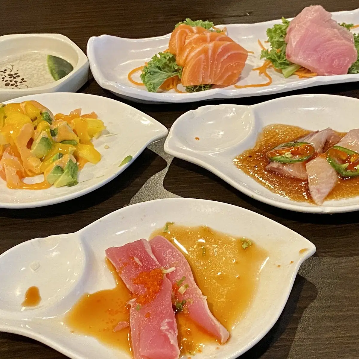 Yellowtail Jalapeno Green Mussels Salmon Mango