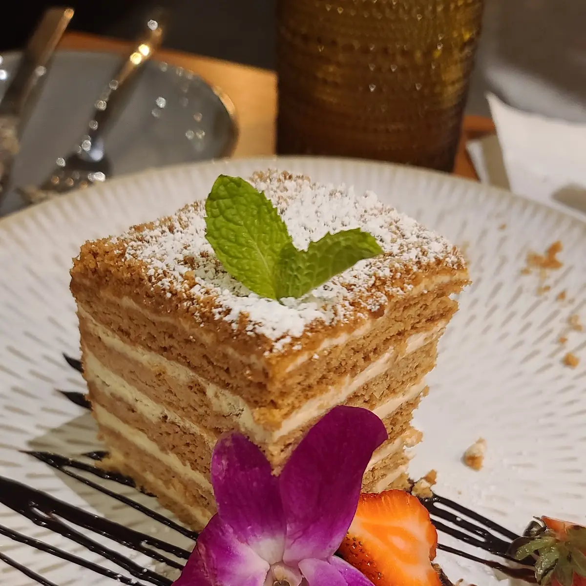 Honey Cake with Fresh Strawberries